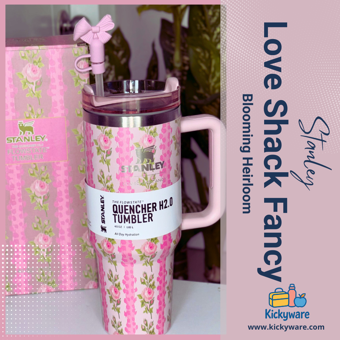 Kickyware LoveShackFancy Large Capacity 1.2L Sipper Insulated Stainless Steel Cup With Handle Lid | Blooming Heirloom
