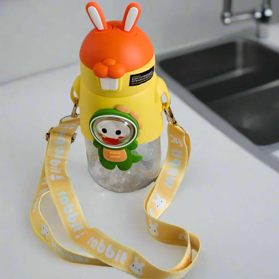 Kickyware Rabbit Water Bottle, School, Sports, BPA Free 600 ml Sipper