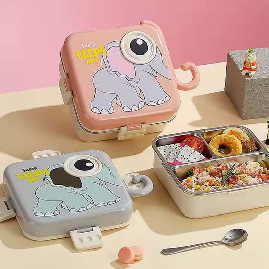 Kickyware Baby Elephant Double Decker Stainless Steel Kids Bento Box