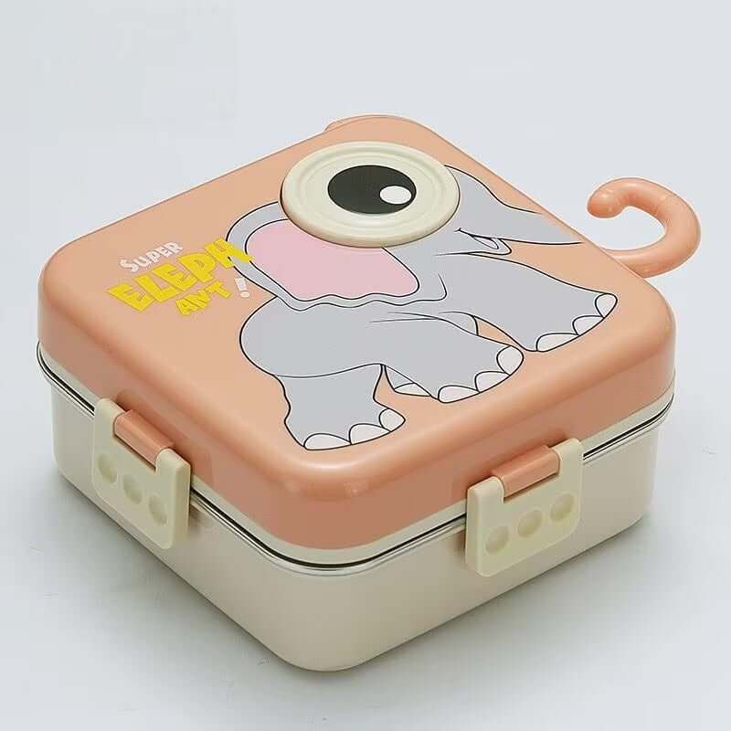 Kickyware Baby Elephant Double Decker Stainless Steel Kids Bento Box
