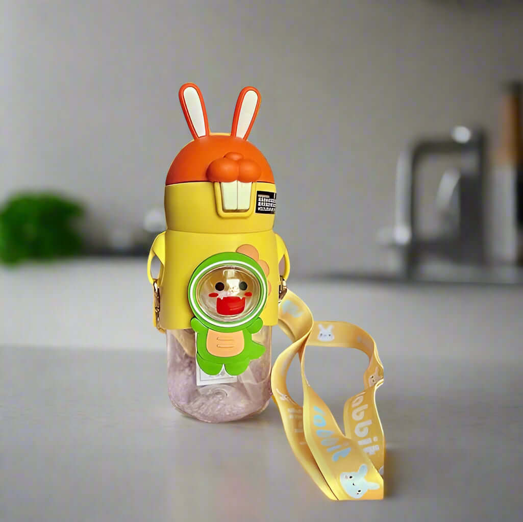 Kickyware Rabbit Water Bottle, School, Sports, BPA Free 600 ml Sipper