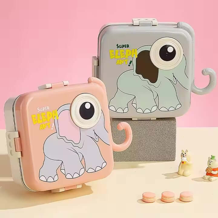 Kickyware Baby Elephant Double Decker Stainless Steel Kids Bento Box
