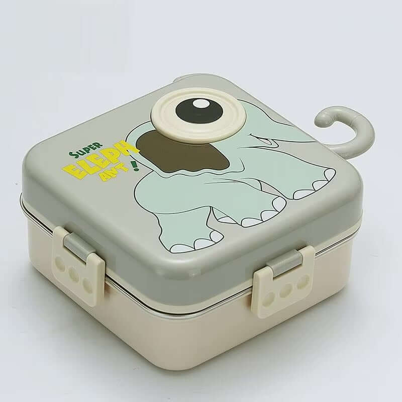Kickyware Baby Elephant Double Decker Stainless Steel Kids Bento Box